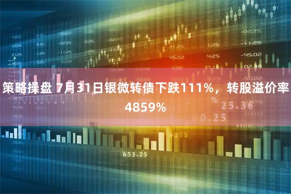策略操盘 7月31日银微转债下跌111%，转股溢价率4859%